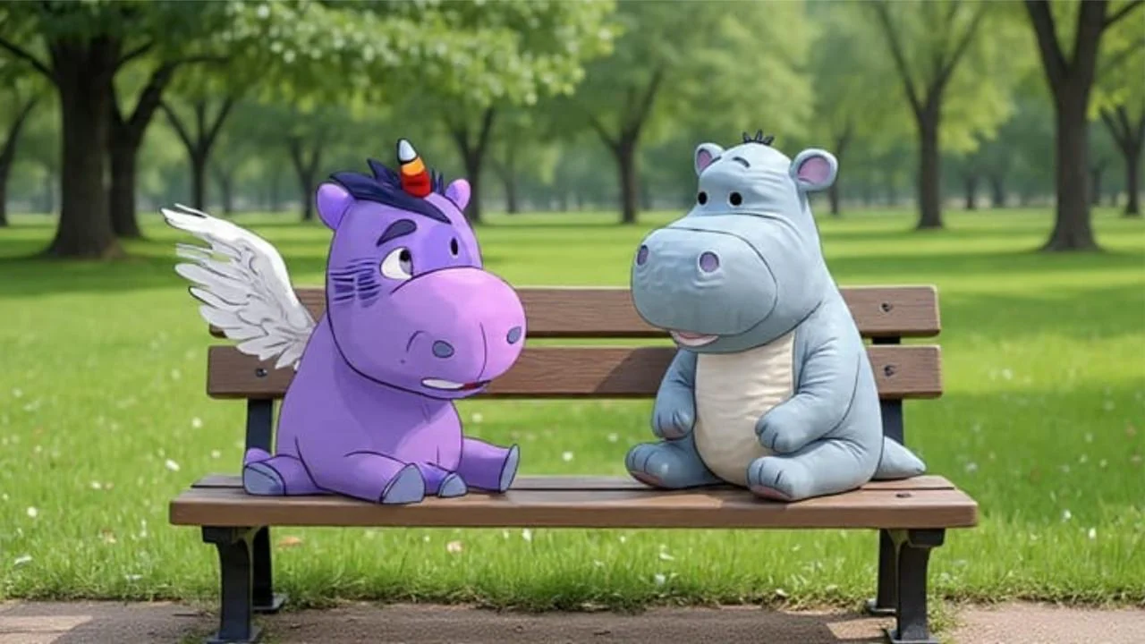 Hippo Friends — Park Scene — artwork 1