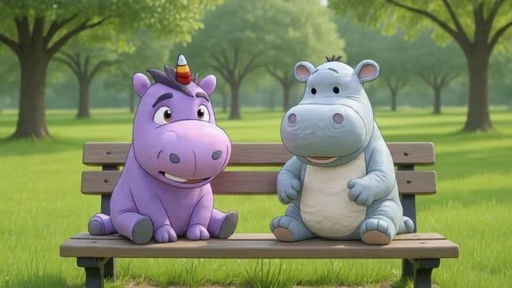 Hippo Friends — Park Scene — artwork 2