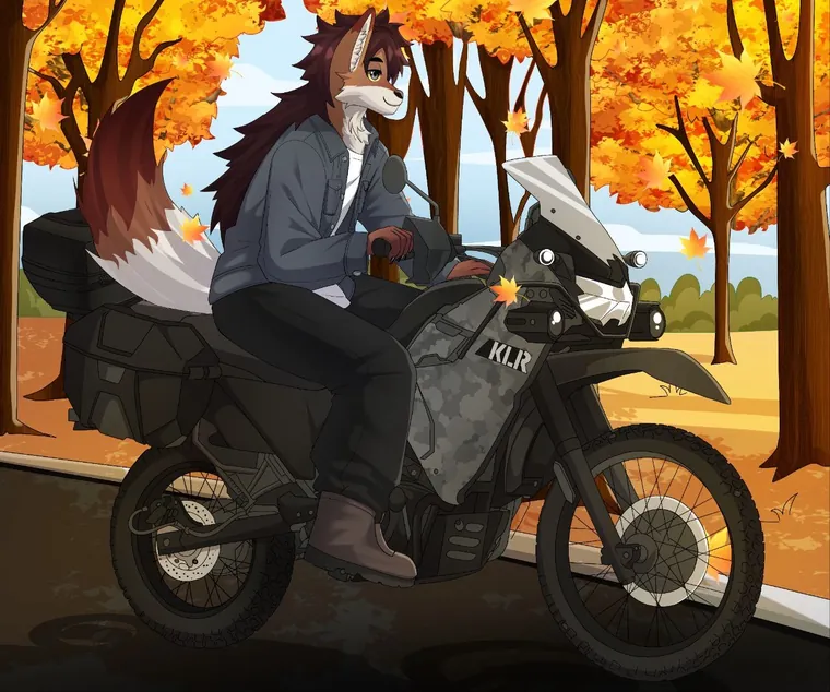 Autumn Motorcycle Adventure original ABARTS illustration